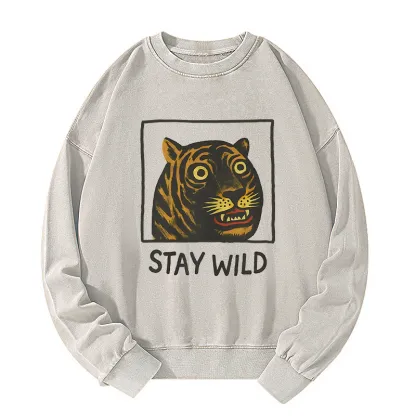 Tokyo-Tiger Silly And Cute Tiger Washed Sweatshirt