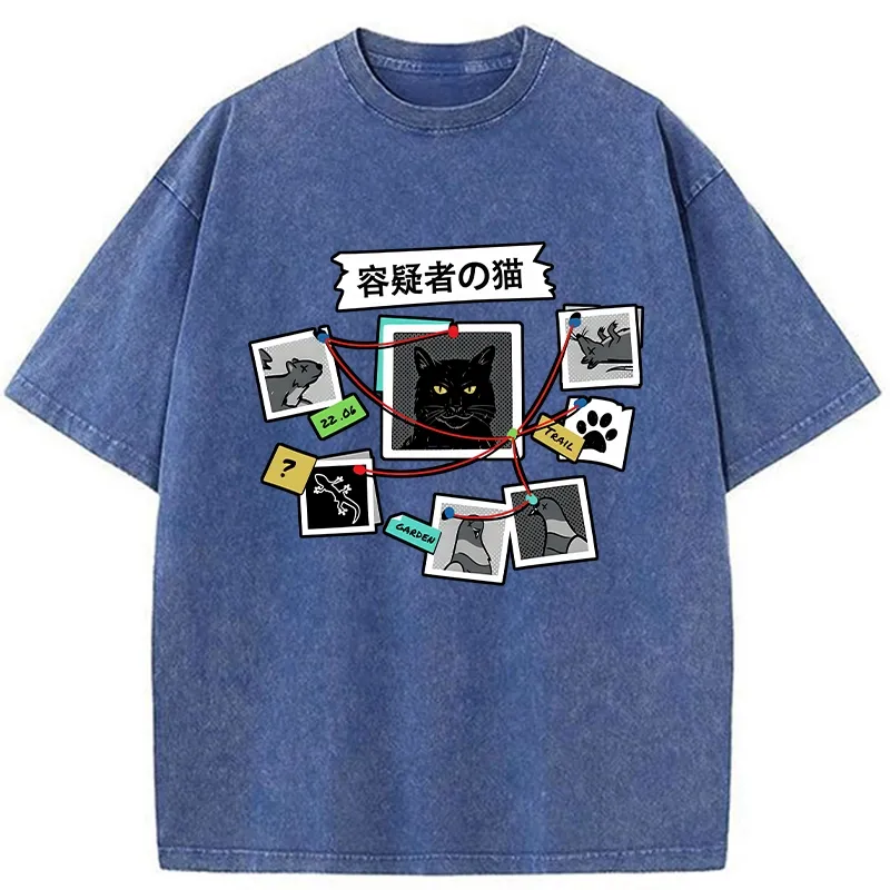 Tokyo-Tiger Suspect Cat Washed T-Shirt