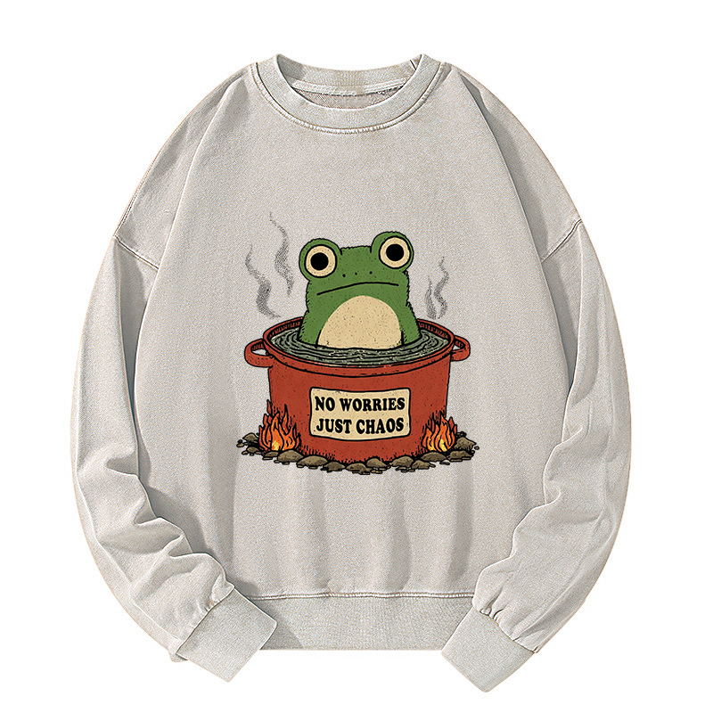 Tokyo-Tiger Frog：No Worries，Just Chaos Washed Sweatshirt