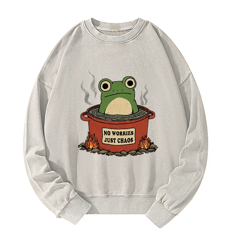 Tokyo-Tiger Frog：No Worries，Just Chaos Washed Sweatshirt