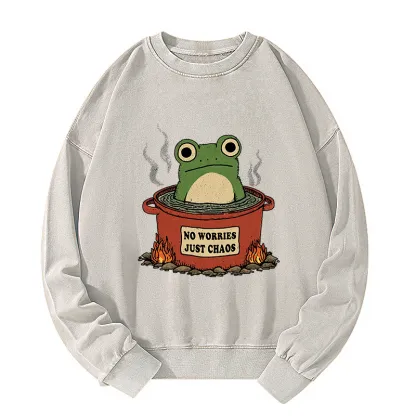 Tokyo-Tiger Frog：No Worries，Just Chaos Washed Sweatshirt