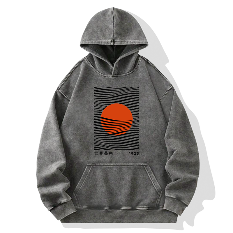 Tokyo-Tiger Minimalist Art Sun Washed Hoodie