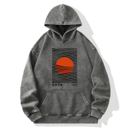 Tokyo-Tiger Minimalist Art Sun Washed Hoodie