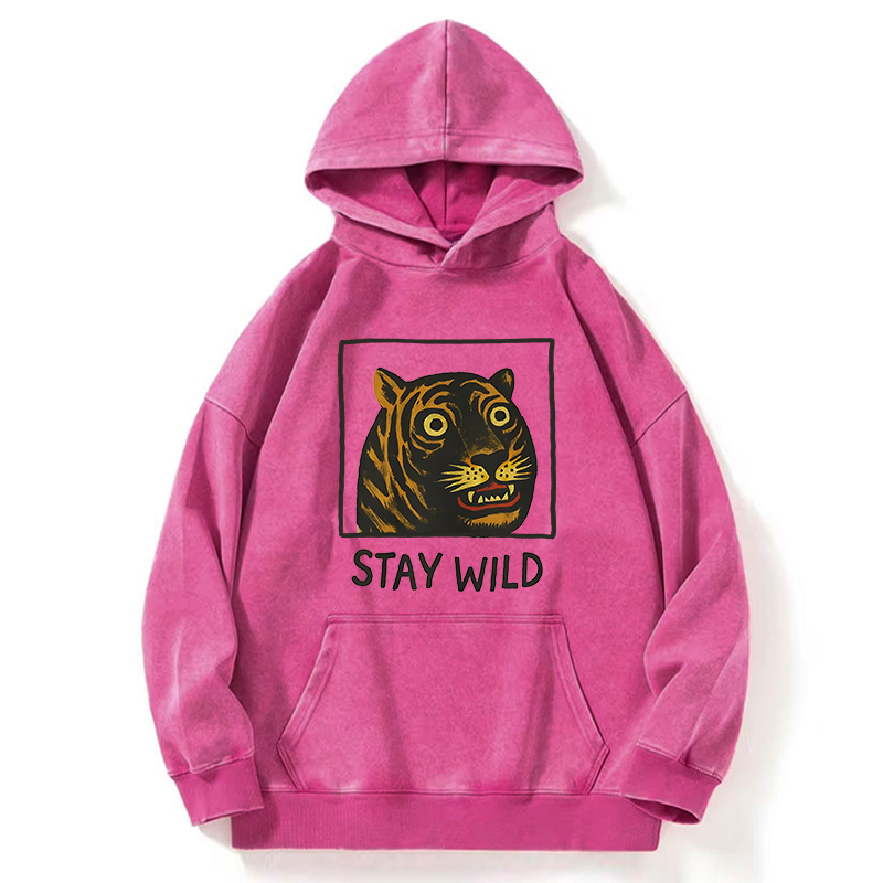 Tokyo-Tiger Silly And Cute Tiger Washed Hoodie