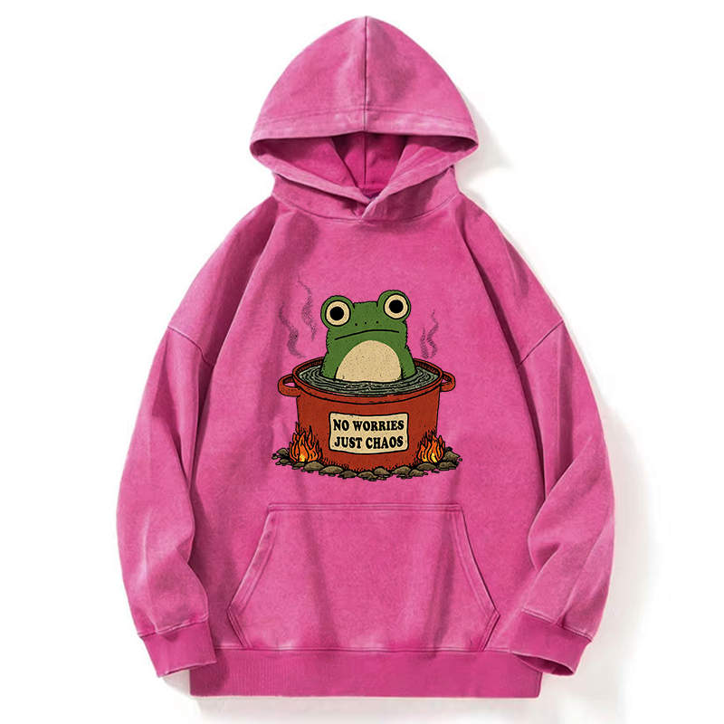 Tokyo-Tiger Frog：No Worries，Just Chaos Washed Hoodie