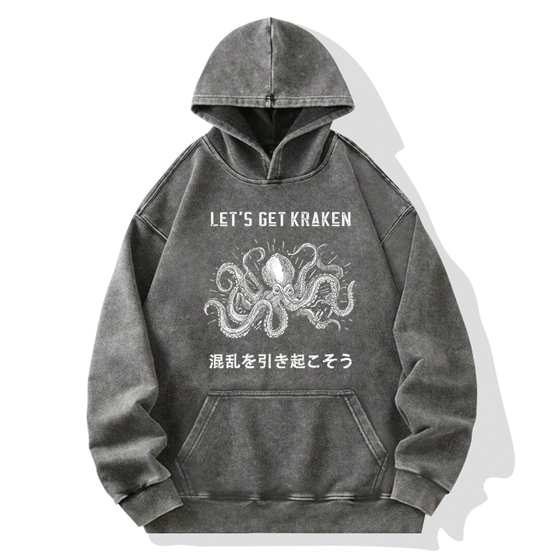 Tokyo-Tiger Funny Octopus：Let’s Get Kraken Washed Hoodie