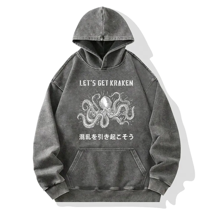 Tokyo-Tiger Funny Octopus：Let’s Get Kraken Washed Hoodie