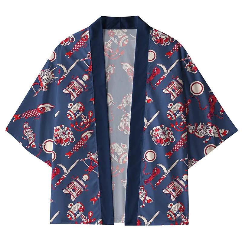 Tokyo-Tiger Chrysanthemum Pattern Kimono Cardigan