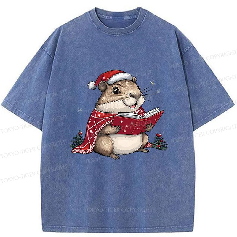 Tokyo-Tiger Christmas Hamster Washed T-Shirt