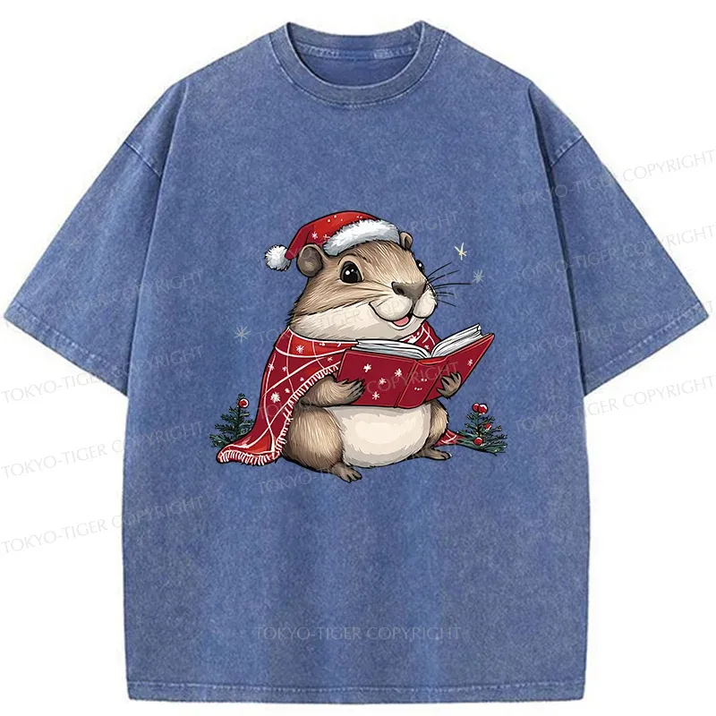 Tokyo-Tiger Christmas Hamster Washed T-Shirt
