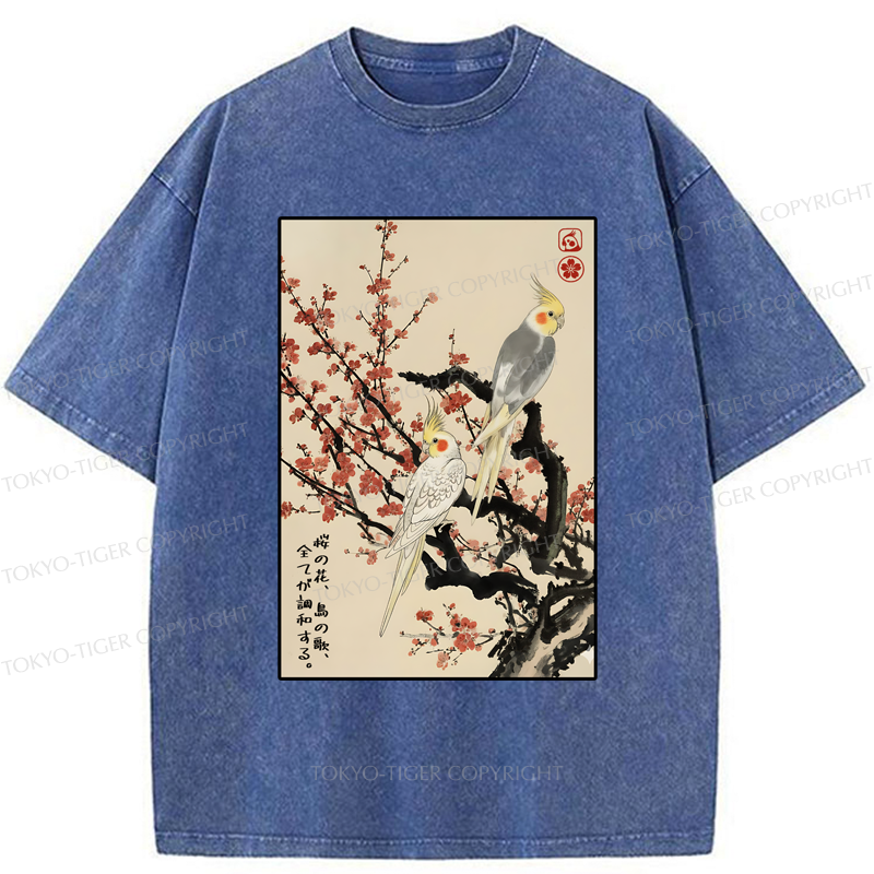 Tokyo-Tiger Whispers of Silent Blossoms Washed T-Shirt