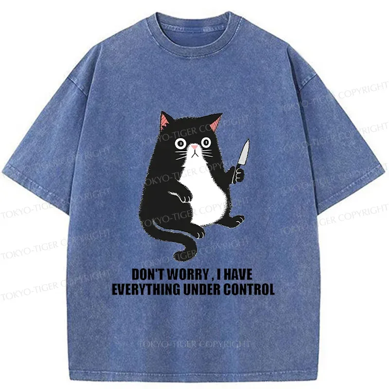 Tokyo-Tiger Cat Said Don't Worry Washed T-Shirt
