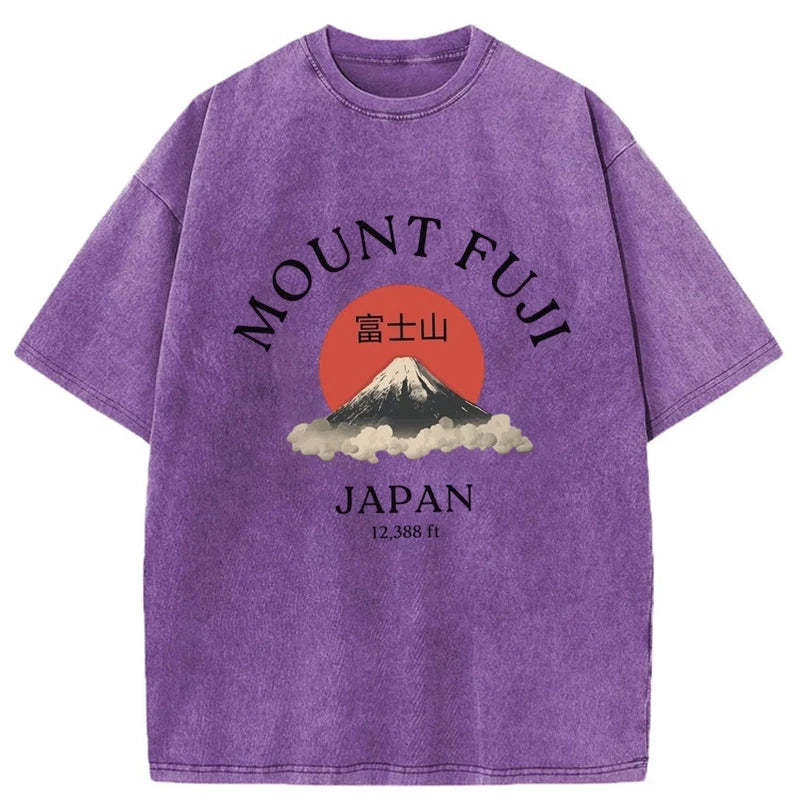Tokyo-Tiger Japan Mount Fuji Sun Unisex Washed T-Shirt