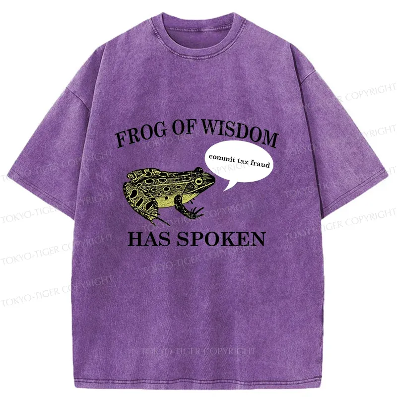 Tokyo-Tiger Frog Of Wisdom Funny Washed T-Shirt