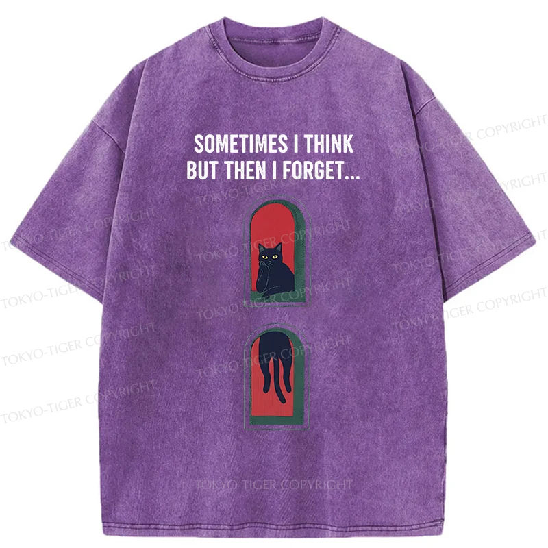 Tokyo-Tiger Thinking Black Cat Washed T-Shirt