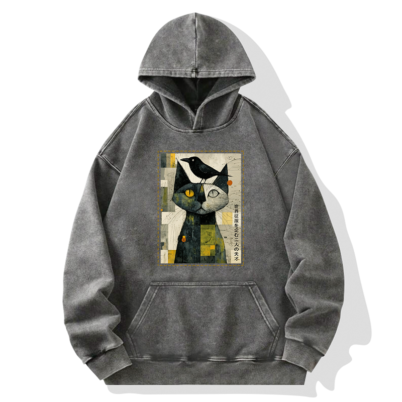 Tokyo-Tiger The Cat And The Crow Are Planning To Rule The World Washed Hoodie