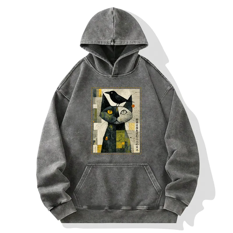 Tokyo-Tiger The Cat And The Crow Are Planning To Rule The World Washed Hoodie