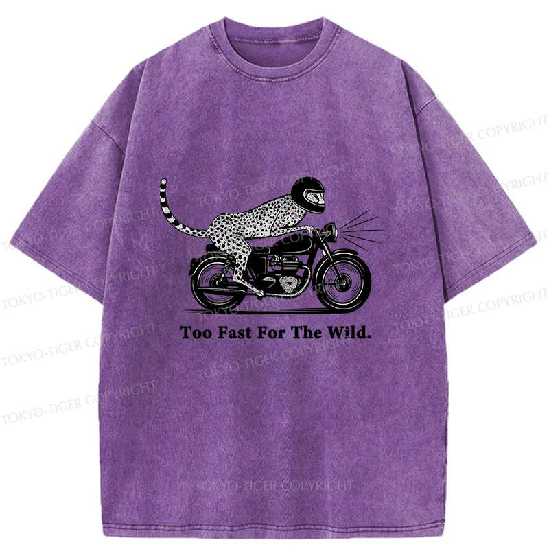 Tokyo-Tiger Cheetah Riding A Motorcycle Washed T-Shirt
