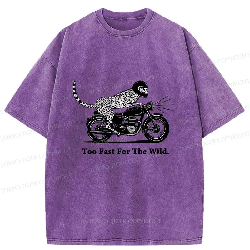Tokyo-Tiger Cheetah Riding A Motorcycle Washed T-Shirt