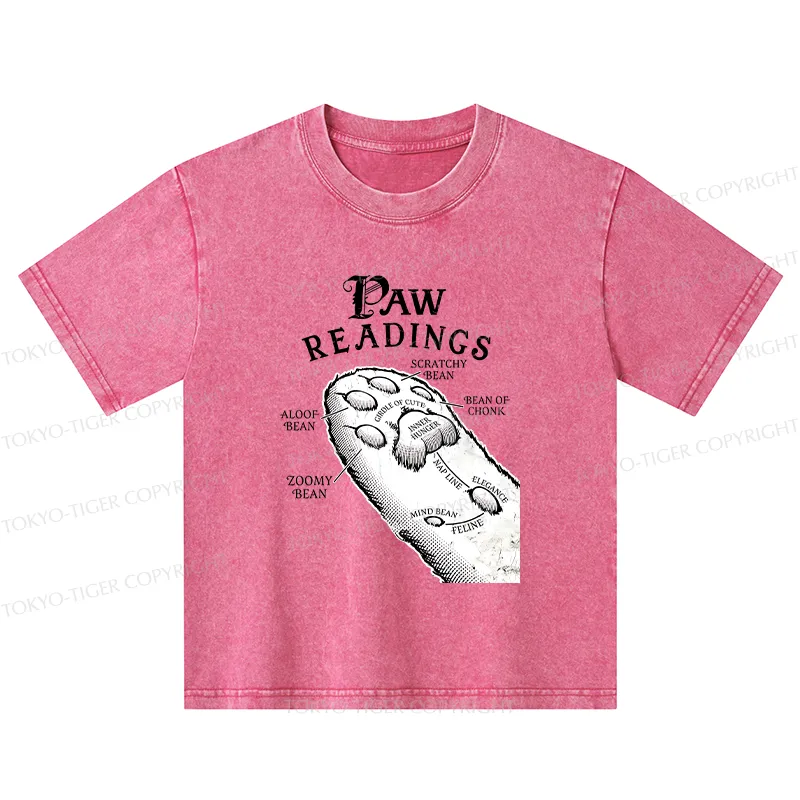 Tokyo-Tiger Funny Cat Paws Kids Washed T-Shirt