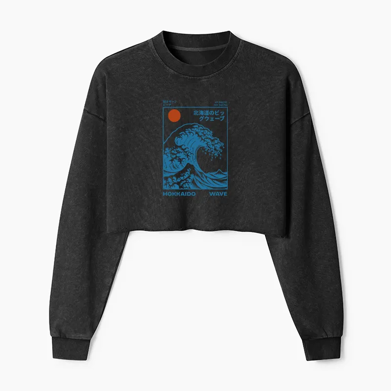 Tokyo-Tiger Hokkaido Wave Japan Washed Crop Sweatshirt