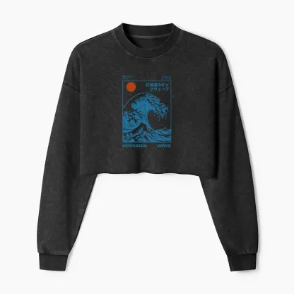 Tokyo-Tiger Hokkaido Wave Japan Washed Crop Sweatshirt
