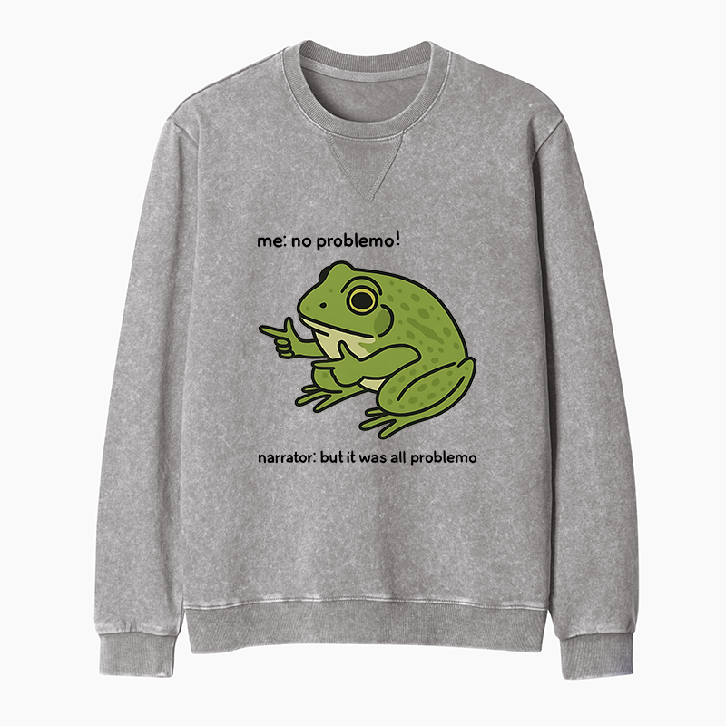 Tokyo-Tiger Stupid Frog Meme Washed Terry Sweatshirt