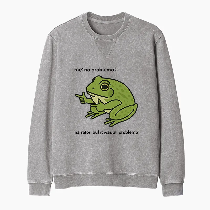 Tokyo-Tiger Stupid Frog Meme Washed Terry Sweatshirt