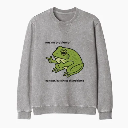 Tokyo-Tiger Stupid Frog Meme Washed Terry Sweatshirt