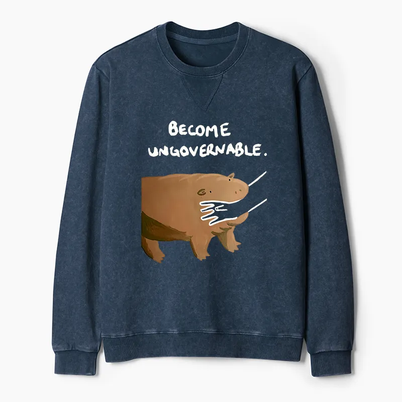 Tokyo-Tiger Moo Deng Bites Someone's Arm Washed Terry Sweatshirt