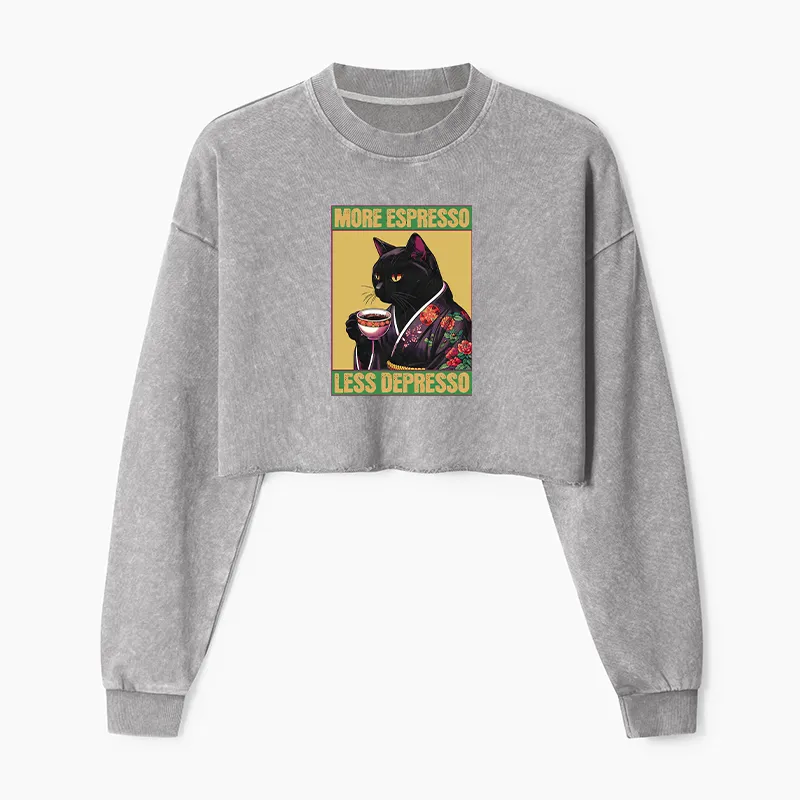 Tokyo-Tiger Up Caffeine Down Depression Washed Crop Sweatshirt
