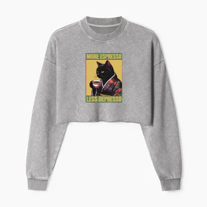 Tokyo-Tiger Up Caffeine Down Depression Washed Crop Sweatshirt