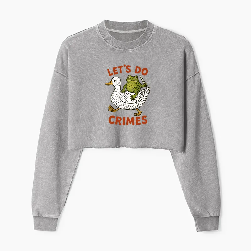 Tokyo-Tiger Frog Ready To Commit Crime Washed Crop Sweatshirt