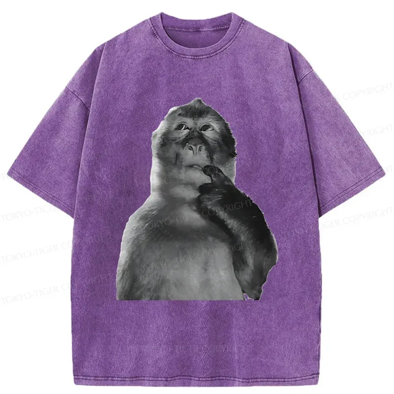 Tokyo-Tiger Thinking Monkey Washed T-Shirt