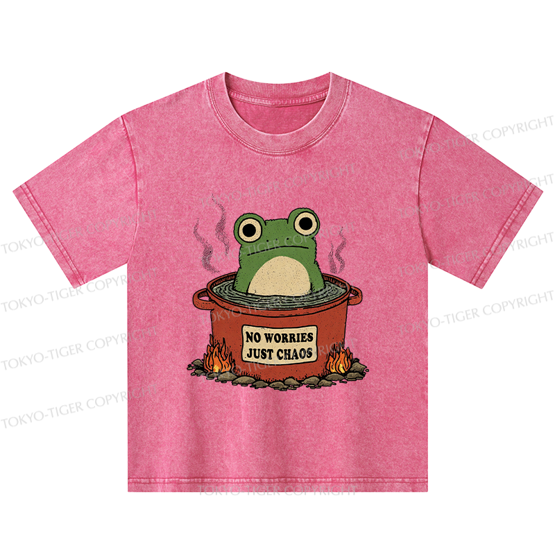 Tokyo-Tiger Frog：No Worries，Just Chaos Kids Washed T-Shirt