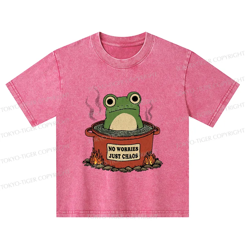 Tokyo-Tiger Frog：No Worries，Just Chaos Kids Washed T-Shirt