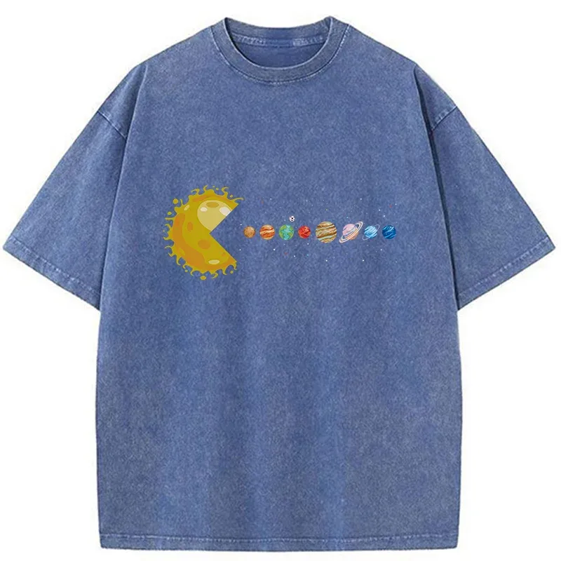 Tokyo-Tiger Funny Planet Game Washed T-Shirt