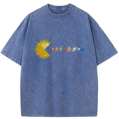 Tokyo-Tiger Funny Planet Game Washed T-Shirt