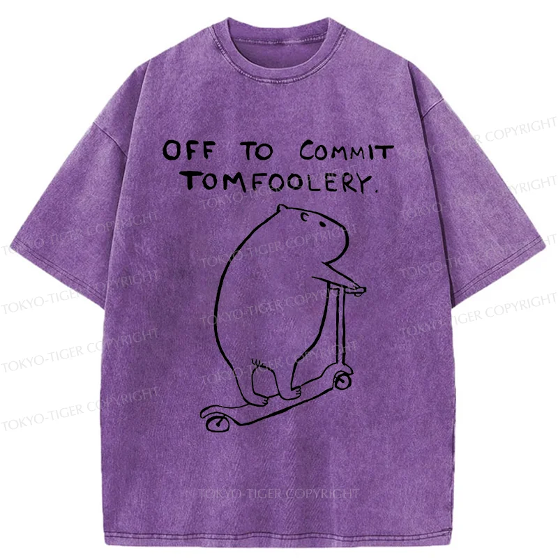 Tokyo-Tiger Capybara Is Ready To Do Something Bad Washed T-Shirt