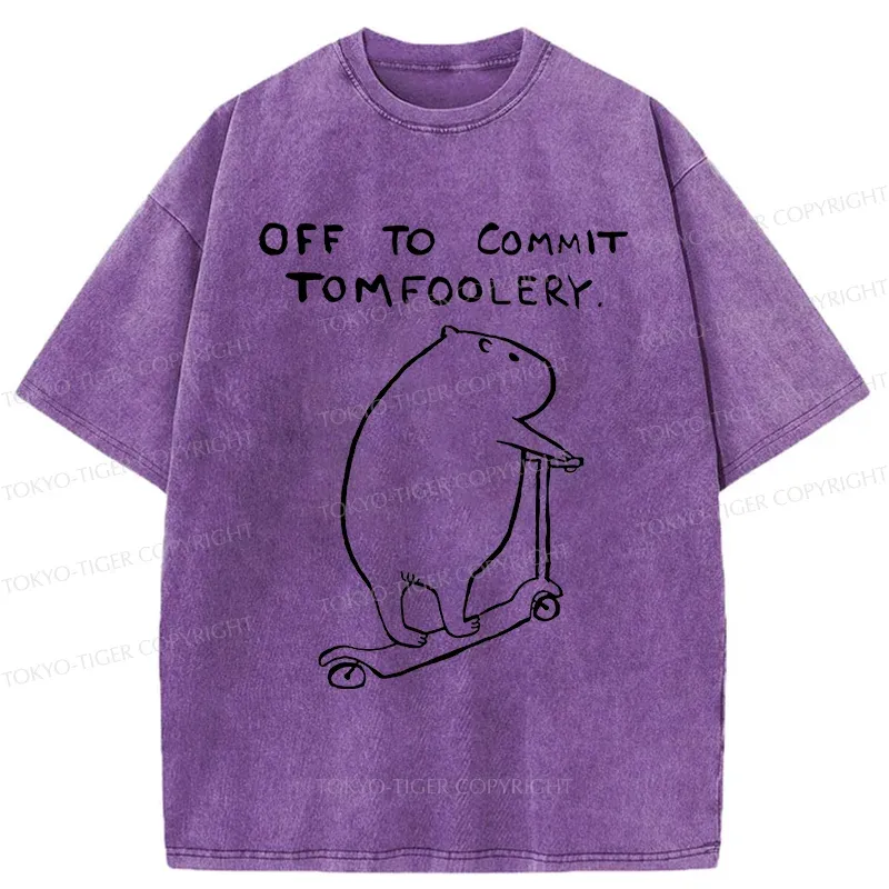 Tokyo-Tiger Capybara Is Ready To Do Something Bad Washed T-Shirt