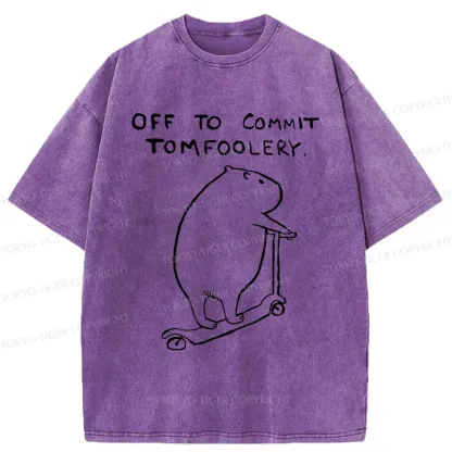 Tokyo-Tiger Capybara Is Ready To Do Something Bad Washed T-Shirt