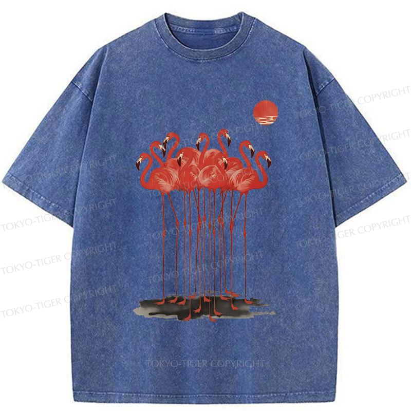 Tokyo-Tiger Flamingos at Dusk Washed T-Shirt
