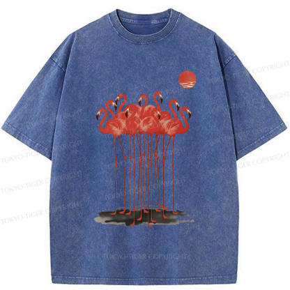 Tokyo-Tiger Flamingos at Dusk Washed T-Shirt