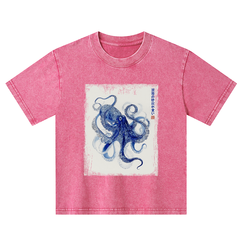 Tokyo-Tiger In The Deep: The Octopus’s Journey Kids Washed T-Shirt