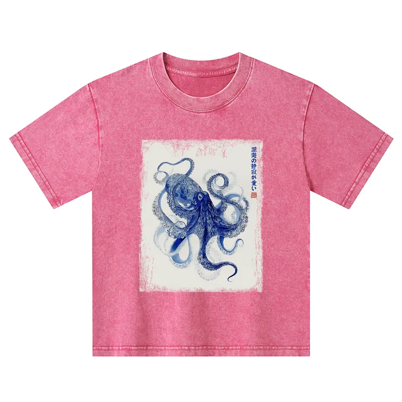 Tokyo-Tiger In The Deep: The Octopus’s Journey Kids Washed T-Shirt