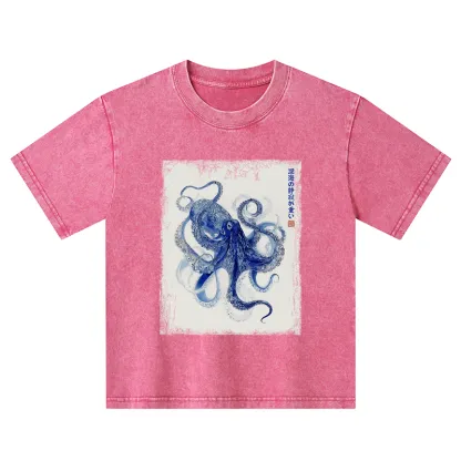 Tokyo-Tiger In The Deep: The Octopus’s Journey Kids Washed T-Shirt