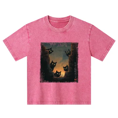 Tokyo-Tiger Five Cats Are Watching You Today Kids Washed T-Shirt