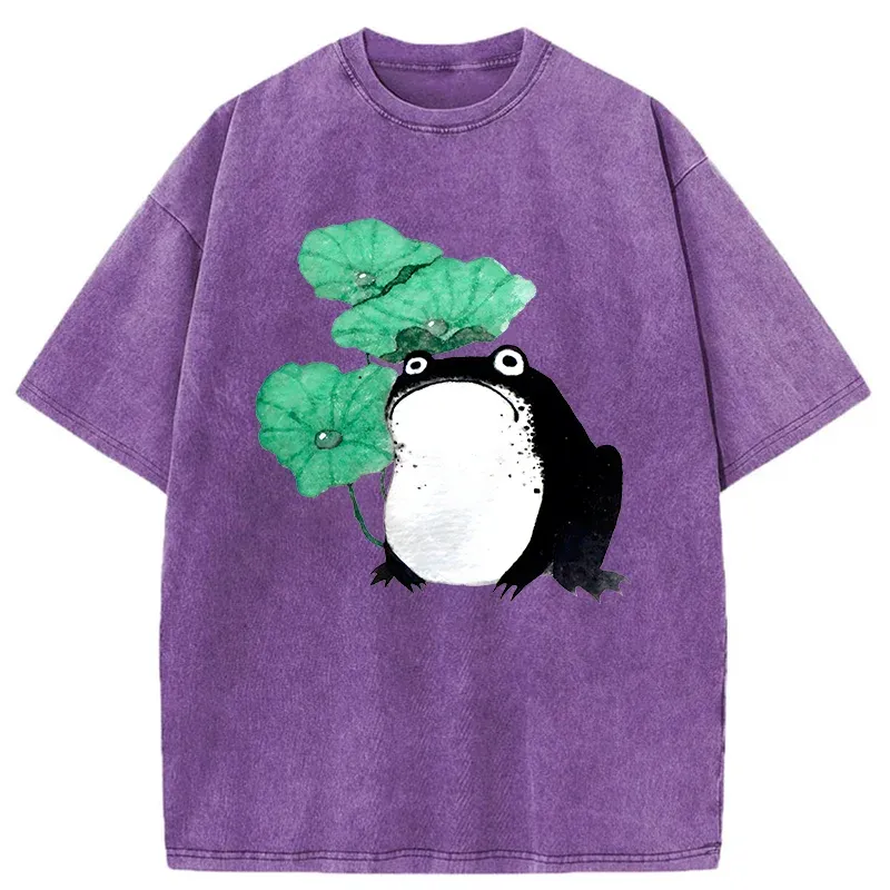 Tokyo-Tiger Lotus Leaf And Frog Washed T-Shirt