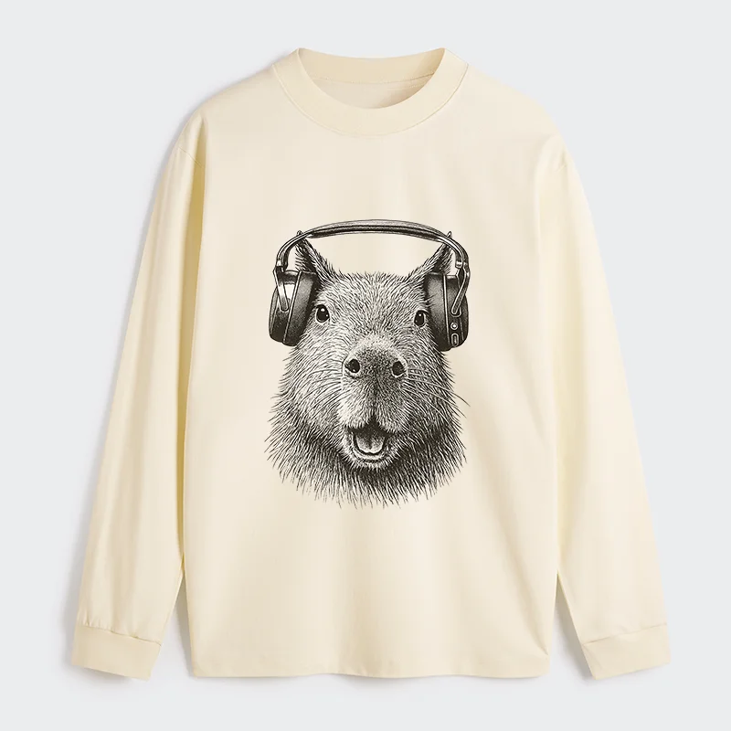Tokyo-Tiger Capybara Listening To Music Classic Long Sleeve T-Shirt