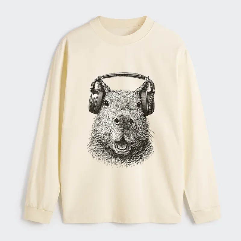 Tokyo-Tiger Capybara Listening To Music Classic Long Sleeve T-Shirt